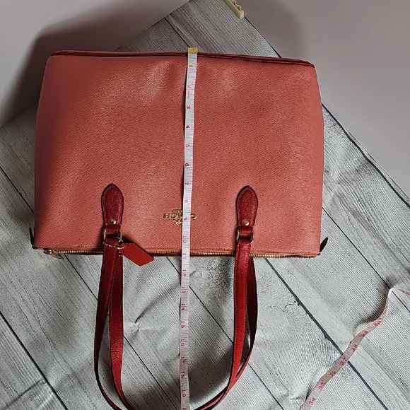 NWT Coach Gallery Tote Burnt Coral Red Leather Colorblock - Picture 10 of 11
